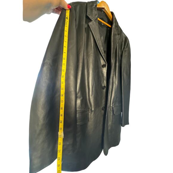 Vintage Black 100% Leather JNY Jones New York Mens Leather Jacket‎ Coat 44R - Picture 13 of 16